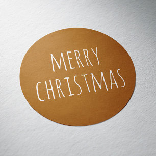 Sticker Rond Noël Cosy   Fêtes minimalistes Marron Moutarde