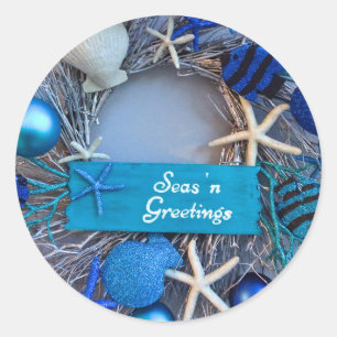 Sticker Rond Noël côtier tropical de vacances de coquillage