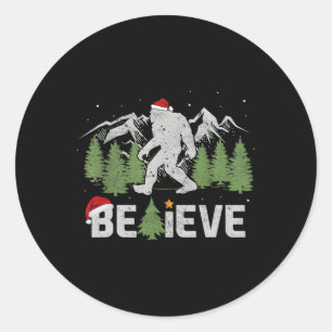Sticker Rond Noël Croit Bigfoot Funny Arbre De Noël Pour Hommes