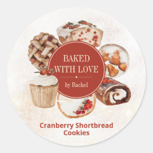 Sticker Rond Noël Cuisiné avec Amour Personnalisé