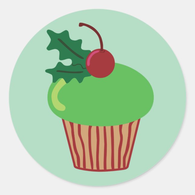 Sticker Rond Noël Cupcake (Devant)