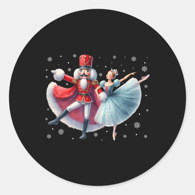 Sticker Rond Noël Dancing Nutcracker Ballet Dance Femmes Ki (Devant)