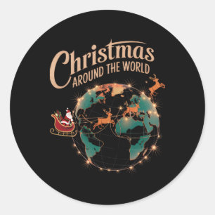 Sticker Rond Noël Dans Le Monde Festi Du Père Noël Drôle