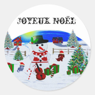Sticker Rond Noël dans un pays