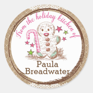 Sticker Rond Noël de bonhomme en pain d'épice de la cuisine d