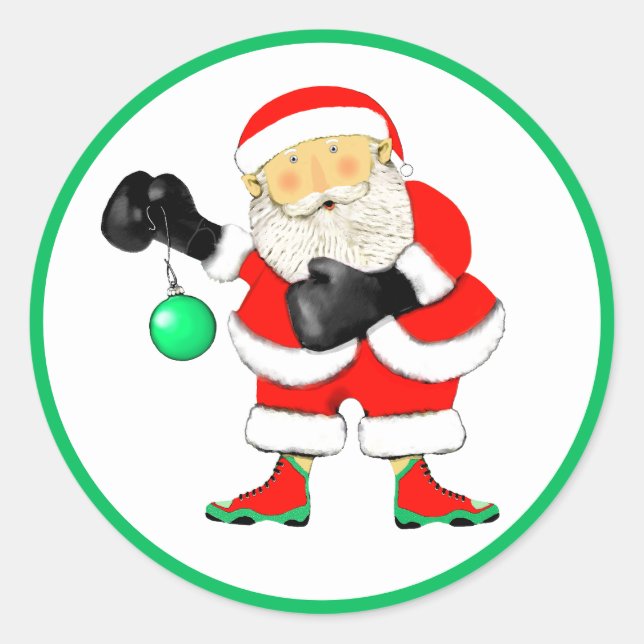 Sticker Rond Noël de boxe (Devant)