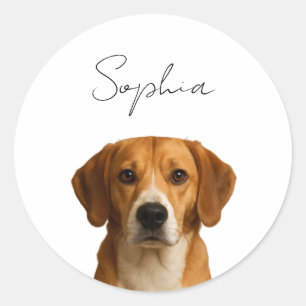 Sticker Rond Noël de chien personnalisé   Photo personnalisée p