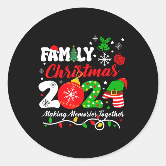 Sticker Rond Noël de famille 2024 Rassembler les souvenirs Xma (Devant)