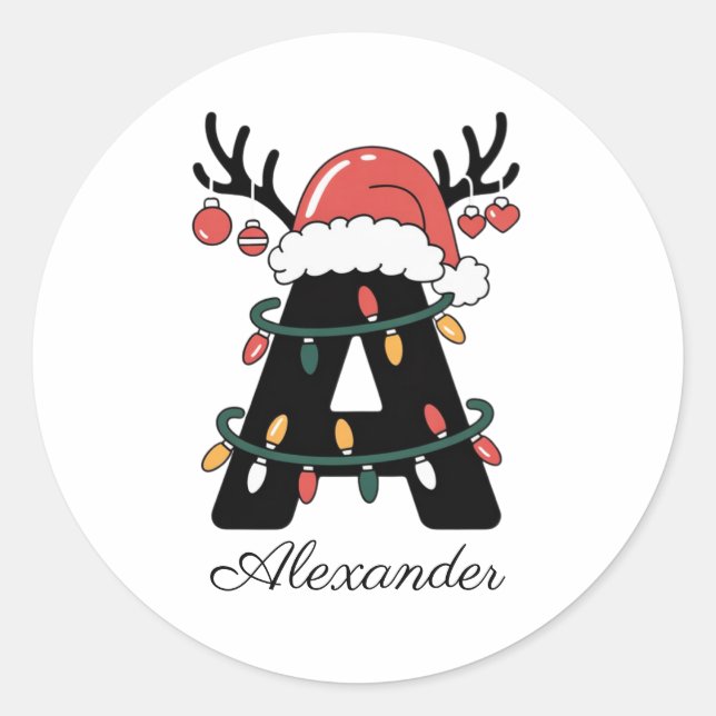 Sticker Rond Noël de famille monographique |Vacances personnali (Devant)