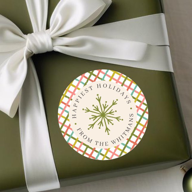 Sticker Rond Noël de Flambeau de neige couleur moderne (Créateur téléchargé)