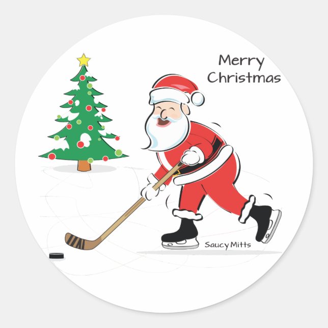Sticker Rond Noël de Hockey Père Noël (Devant)