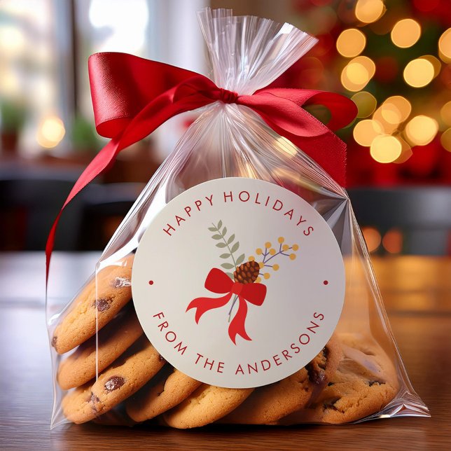 Sticker Rond Noël de la Bow rouge (Créateur téléchargé)