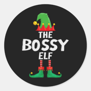Sticker Rond Noël de la famille des elfes bossy