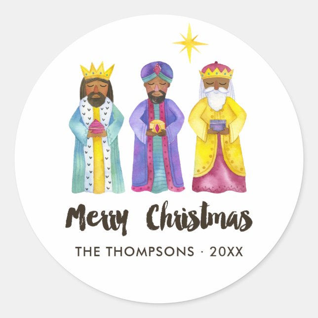 Sticker Rond Noël de la Nativité à l'aquarelle (Devant)