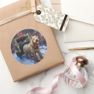 Sticker Rond Noël de la saison festive du Terrier Wheaten