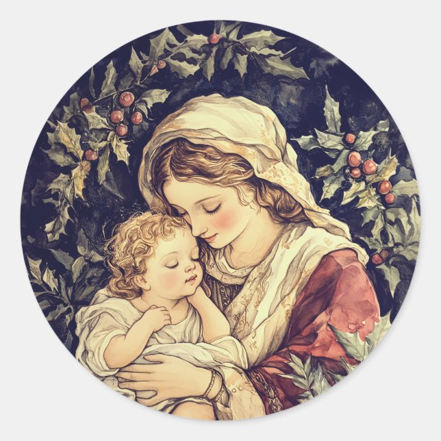 Sticker Rond Noël de la Vierge à l'Enfant (Devant)
