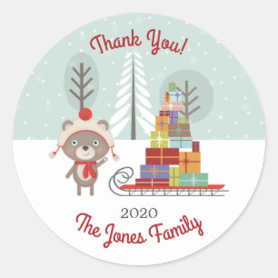 Sticker Rond Noël de l'ours des bois
