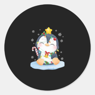 Sticker Rond Noël de manchot Joyeux Noël