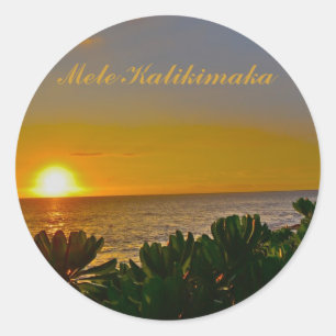Sticker Rond Noël de Mele Kalikimaka dans les tropiques