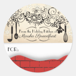 Sticker Rond Noël de neige de brique de la cuisine de