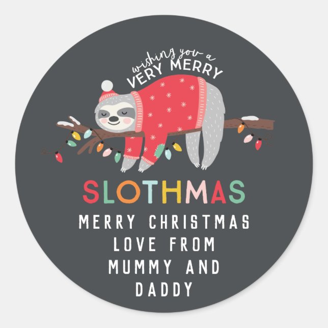 Sticker Rond noël de paresse coloré (Devant)