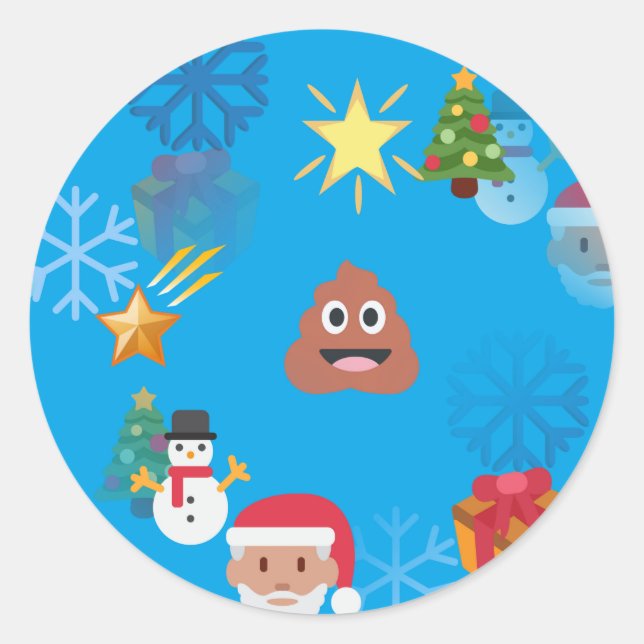Sticker Rond noël de poop émoji (Devant)