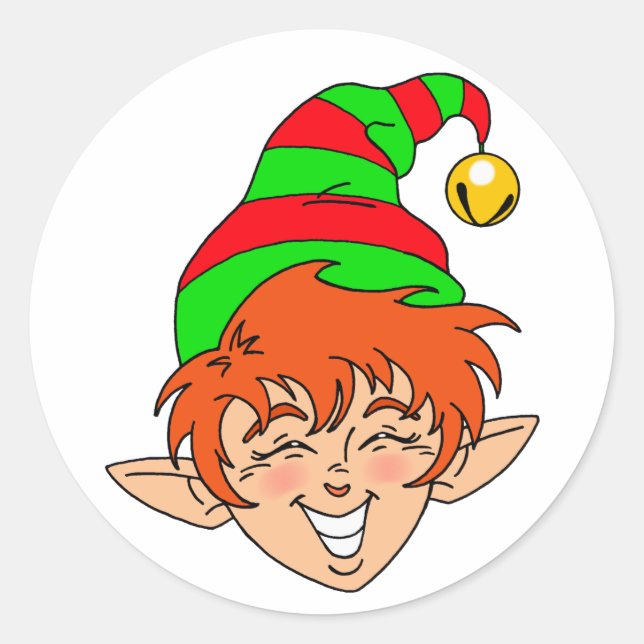 Sticker Rond Noël de sourire Elf (Devant)