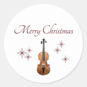 Sticker Rond Noël de violon d'instrument de musique