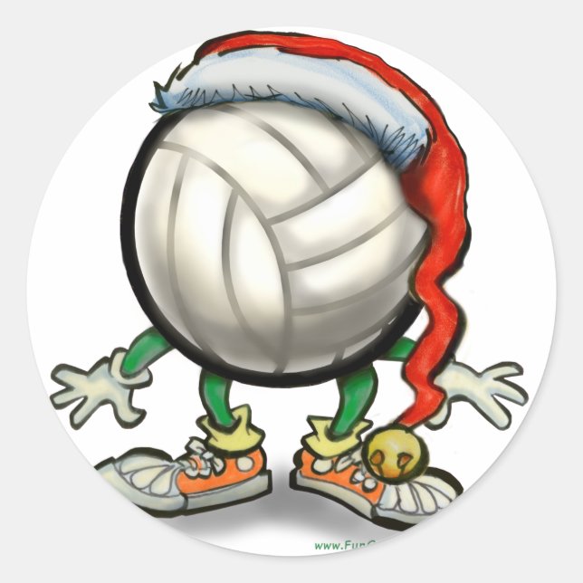 Sticker Rond Noël de volley-ball (Devant)