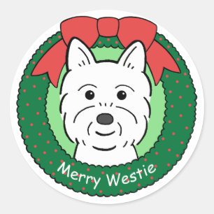 Sticker Rond Noël de Westie