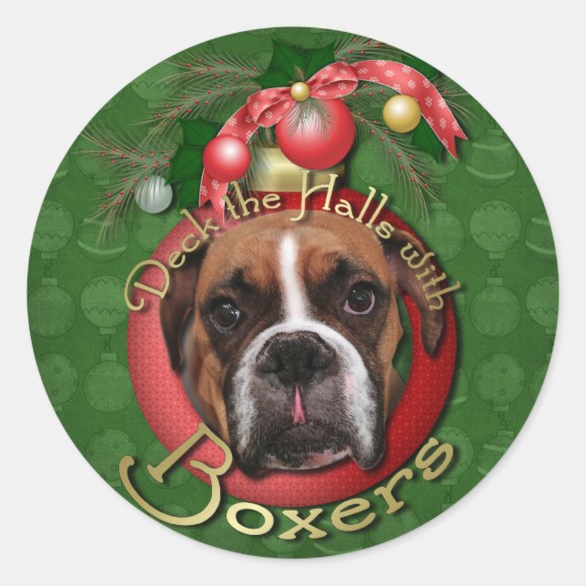 Sticker Rond Noël - Deck the Halls with Boxers - Marnie (Devant)
