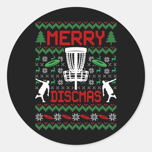 Sticker Rond Noël démodé drôle de golf à disque laid  (Devant)