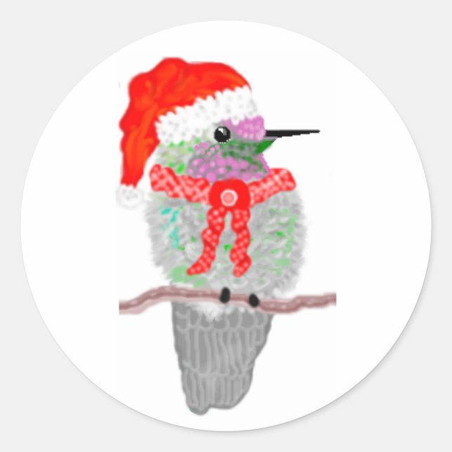 Sticker Rond Noël des colibris (Devant)