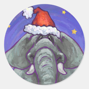 Sticker Rond Noël des éléphants