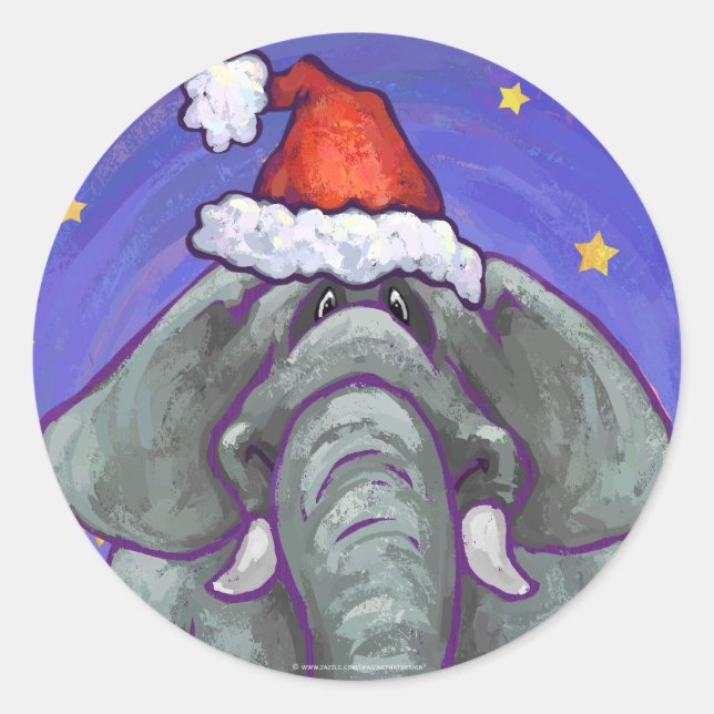Sticker Rond Noël des éléphants (Devant)
