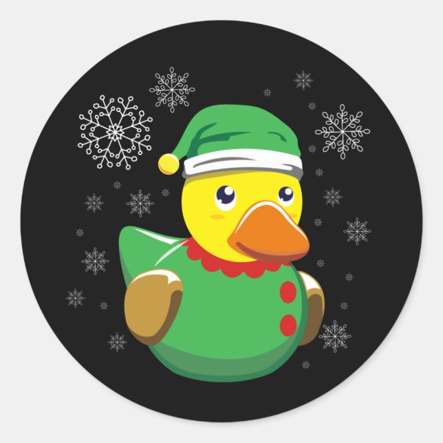 Sticker Rond Noël des elfes de canard en caoutchouc. Caoutchouc (Devant)
