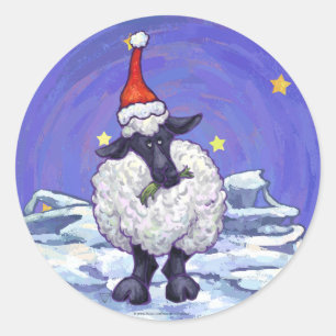 Sticker Rond Noël des moutons