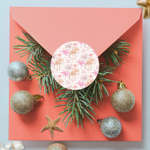 Sticker Rond Noël des palmiers tropicaux