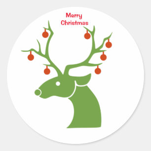 Sticker Rond Noël des rennes
