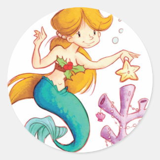 Sticker Rond Noël des sirènes