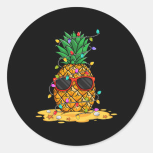 Sticker Rond Noël d'été en juillet Chapeau de Santa Sungl Anana