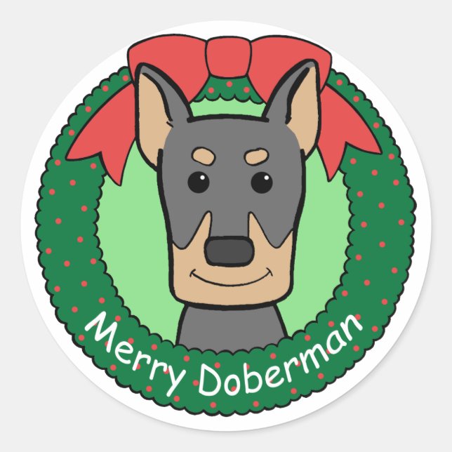 Sticker Rond Noël Doberman (Devant)