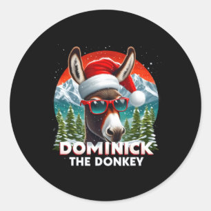 Sticker Rond Noël Dominick L'âne de Noël Noël Xmas Âne
