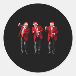 Sticker Rond Noël Donald Trump Président 2024 Dancing Funn