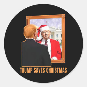 Sticker Rond Noël Donald Trump Président 2024 Trump sauve
