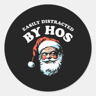 Sticker Rond Noël drôle facile distrait par Hos 