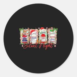 Sticker Rond Noël drôle infirmière nuit silencieuse humour médi