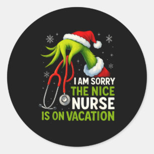 Sticker Rond Noël drôle Je suis désolé L'infirmière de niche Mé