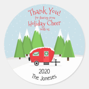 Sticker Rond Noël du Camper Retro