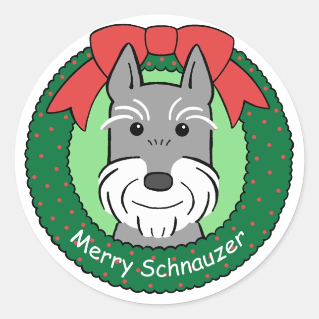 Sticker Rond Noël du géant Schnauzer (Devant)